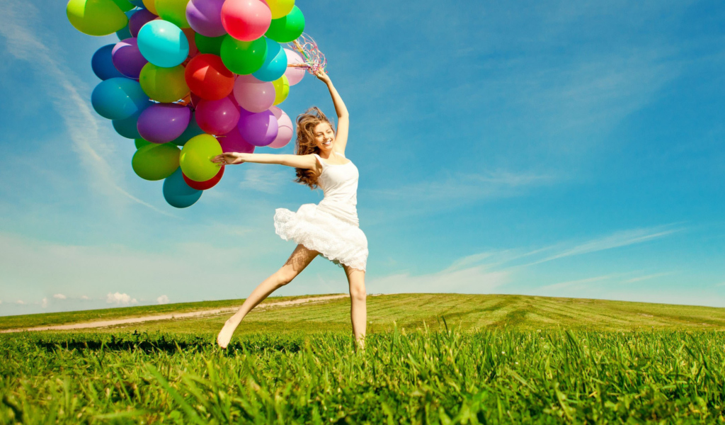 Обои Balloon Girl 1024x600