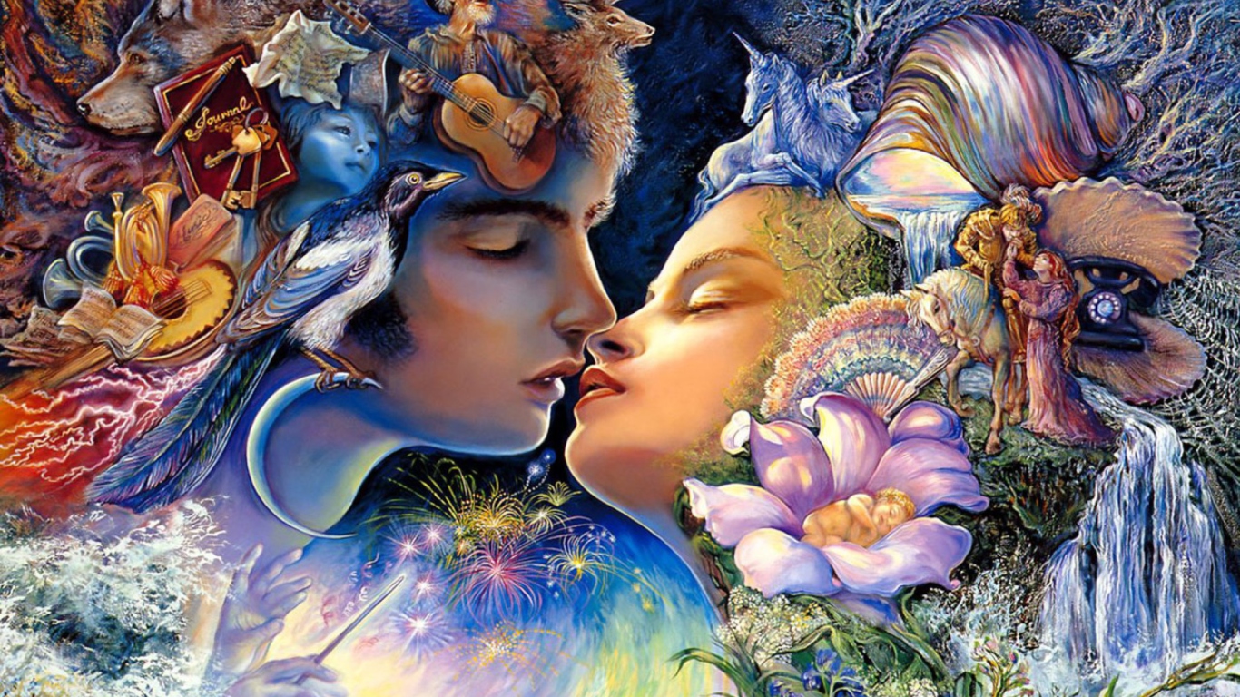 Josephine Wall Paintings - Prelude To A Kiss wallpaper 1366x768