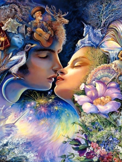 Josephine Wall Paintings - Prelude To A Kiss wallpaper 240x320