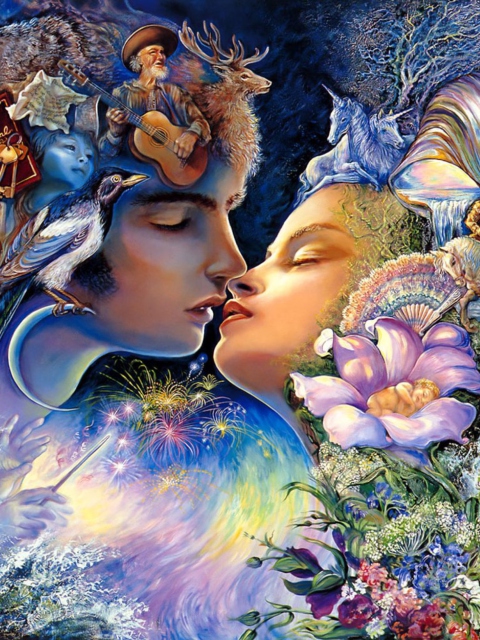 Josephine Wall Paintings - Prelude To A Kiss wallpaper 480x640