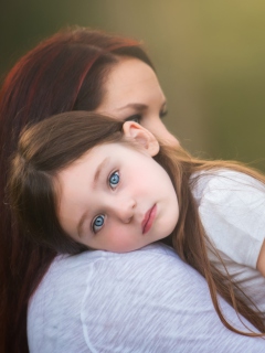 Mom And Daughter With Blue Eyes wallpaper 240x320