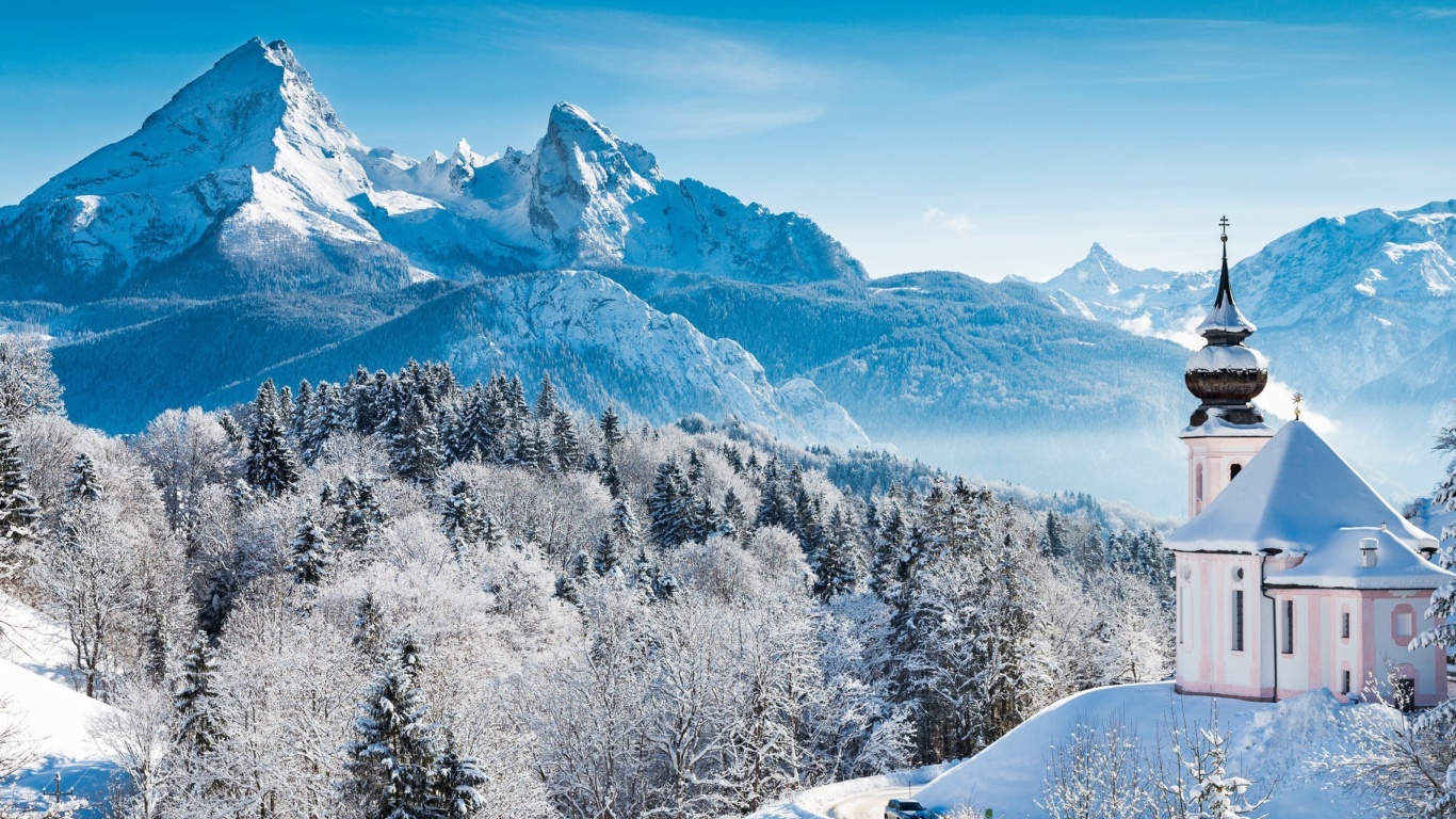 Bavaria under Snow wallpaper 1366x768