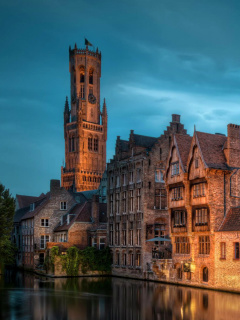 Bruges city on canal wallpaper 240x320