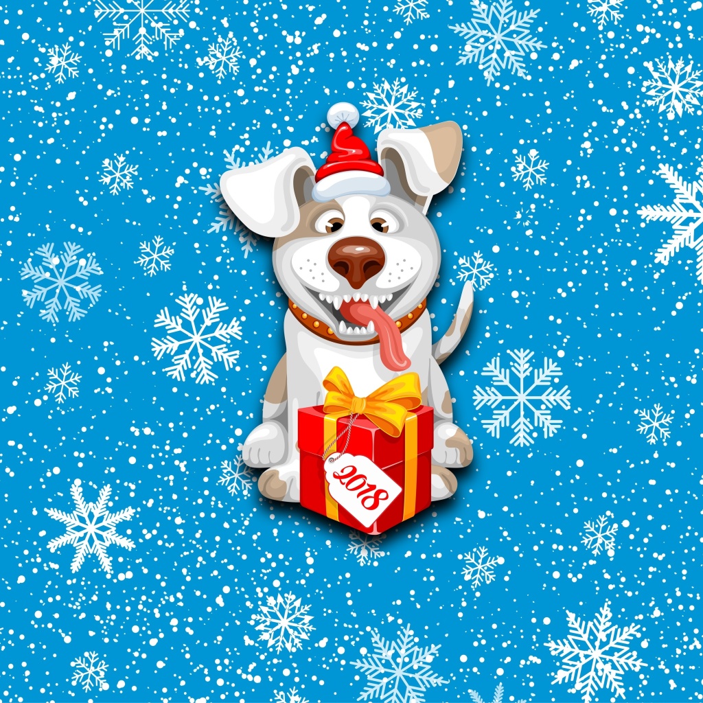 Winter New Year 2018 of the Dog wallpaper 1024x1024
