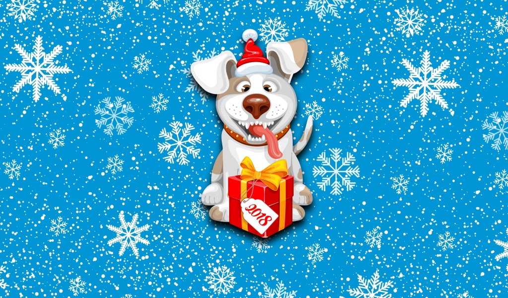 Screenshot №1 pro téma Winter New Year 2018 of the Dog 1024x600