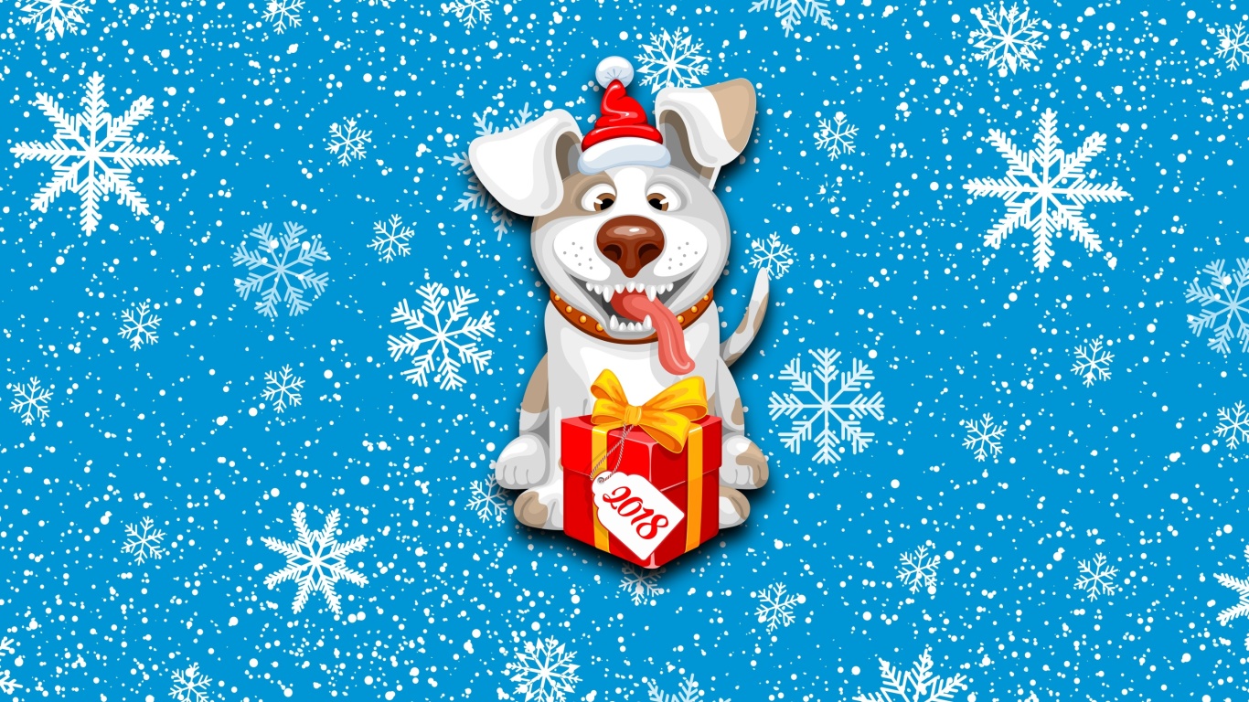 Screenshot №1 pro téma Winter New Year 2018 of the Dog 1366x768