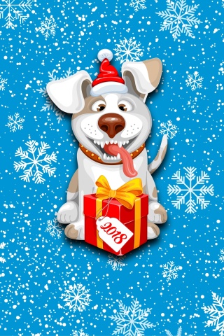 Das Winter New Year 2018 of the Dog Wallpaper 320x480