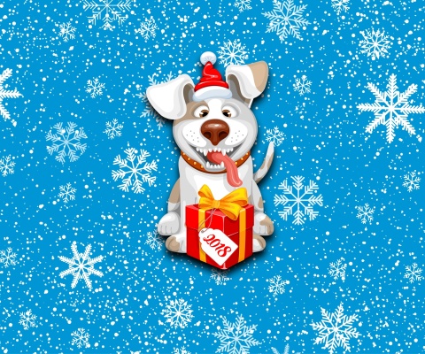 Das Winter New Year 2018 of the Dog Wallpaper 480x400
