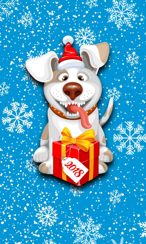 Winter New Year 2018 of the Dog wallpaper 480x800