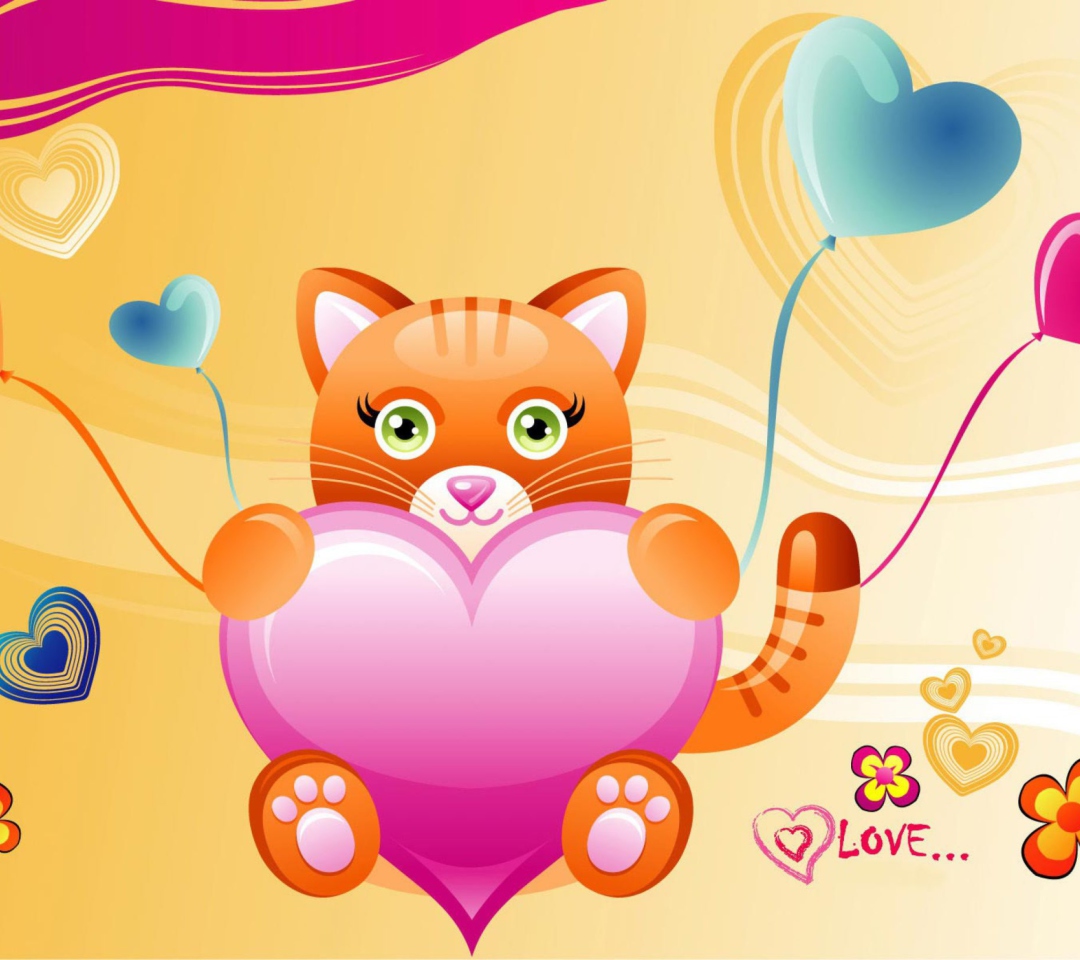 Обои Love Kitten Valentine 1080x960