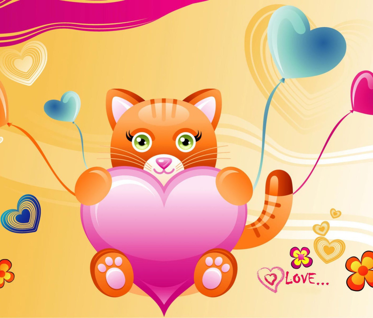 Screenshot №1 pro téma Love Kitten Valentine 1200x1024