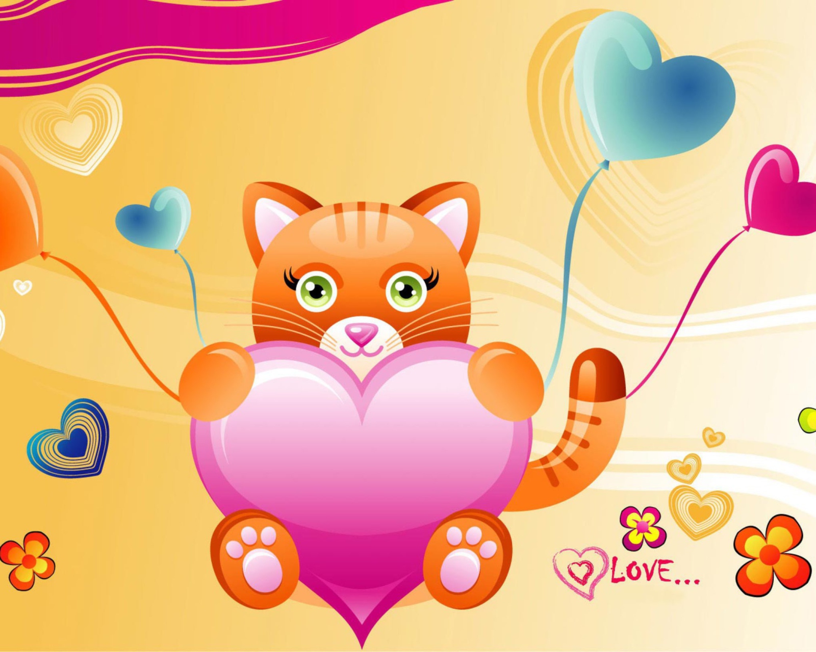 Das Love Kitten Valentine Wallpaper 1600x1280