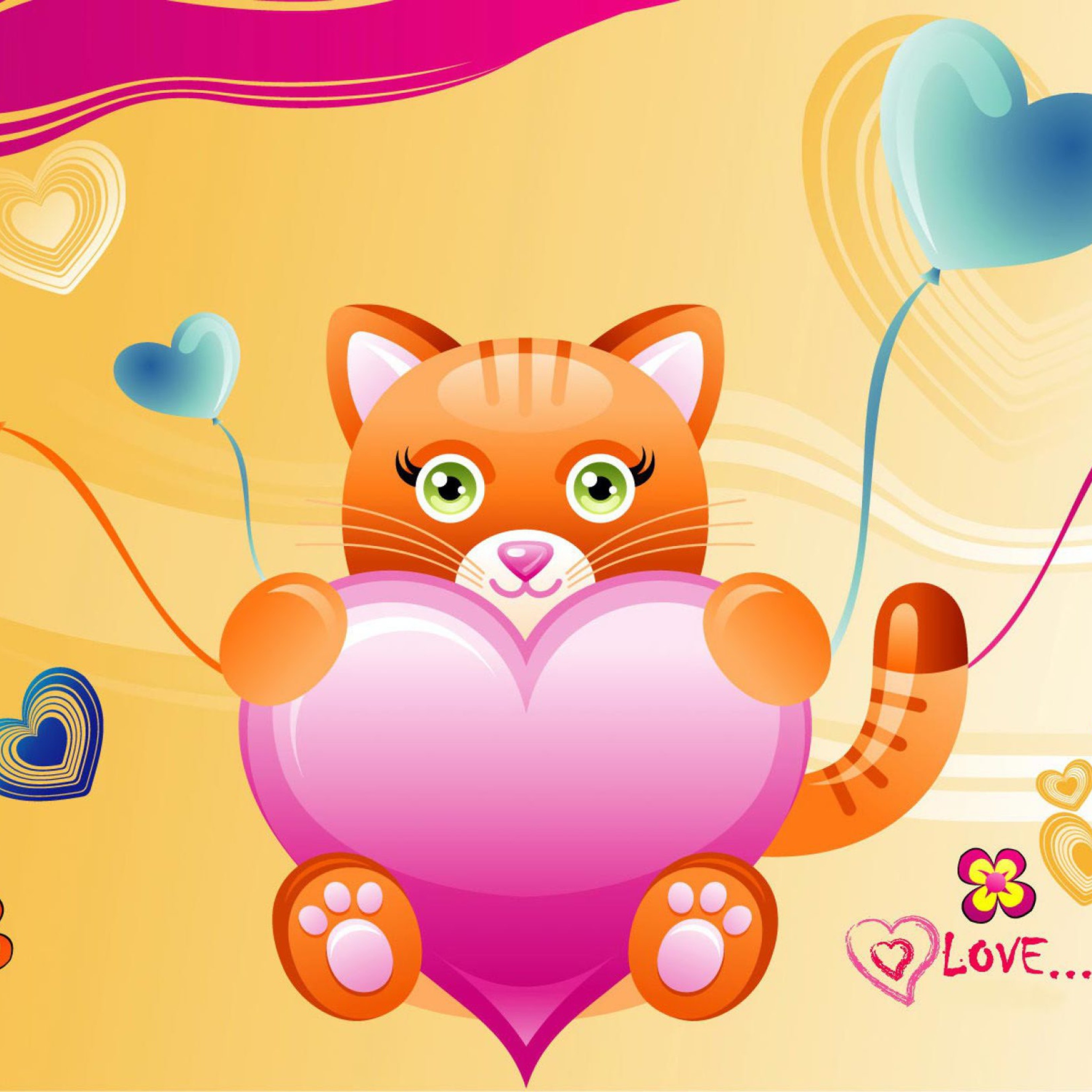Love Kitten Valentine Wallpaper for iPad mini 2.
