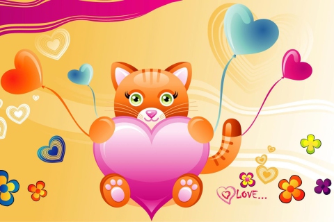 Screenshot №1 pro téma Love Kitten Valentine 480x320