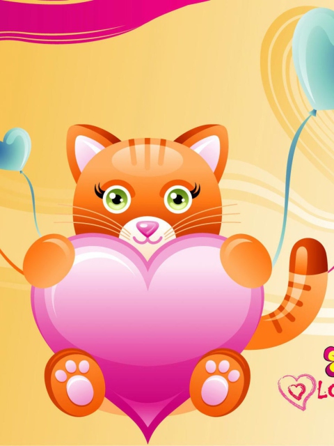Fondo de pantalla Love Kitten Valentine 480x640