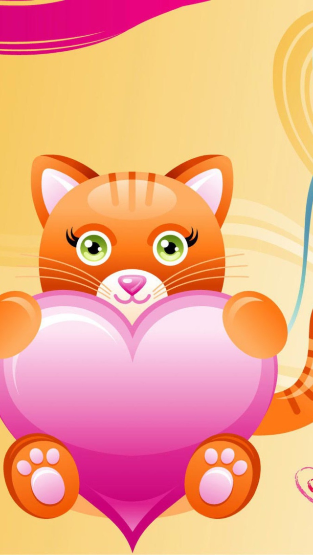 Fondo de pantalla Love Kitten Valentine 640x1136