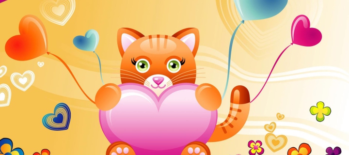Love Kitten Valentine wallpaper 720x320