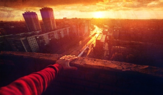 Sunset Over City papel de parede para celular 