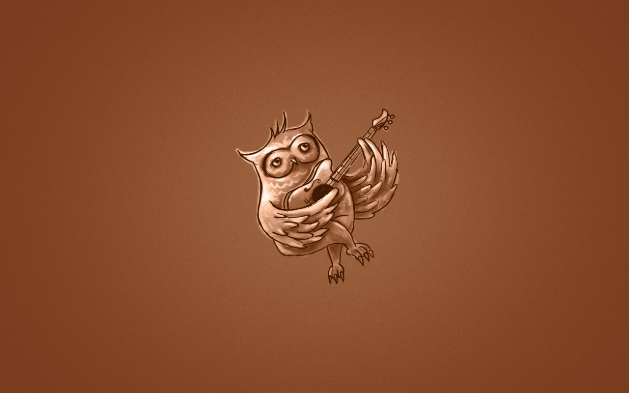 Funny Owl Playing Guitar Illustration wallpaper 1280x800