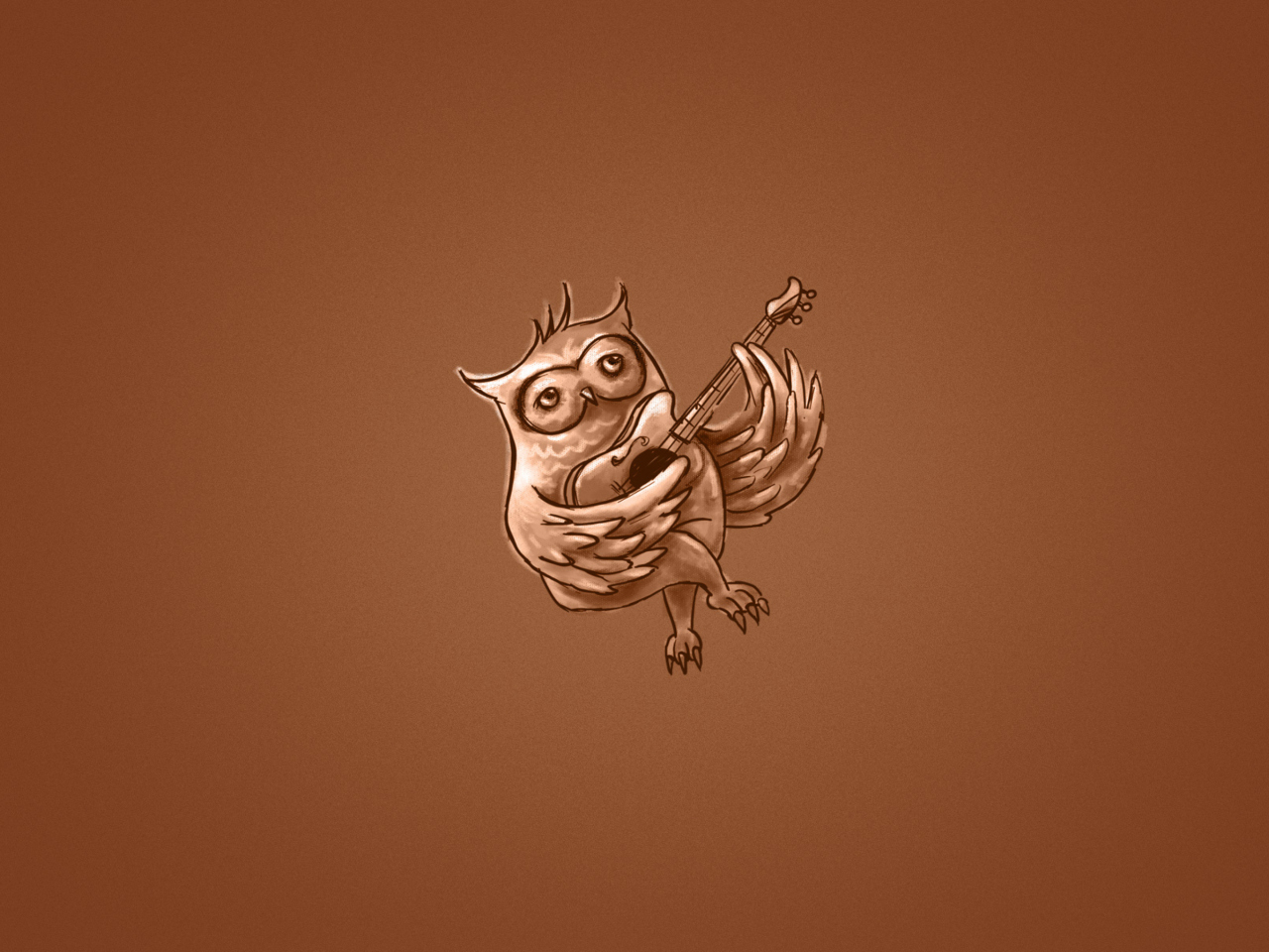 Funny Owl Playing Guitar Illustration wallpaper 1280x960