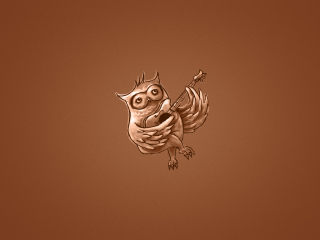 Das Funny Owl Playing Guitar Illustration Wallpaper 320x240