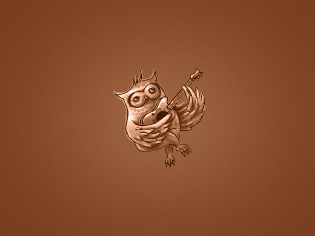 Обои Funny Owl Playing Guitar Illustration 640x480