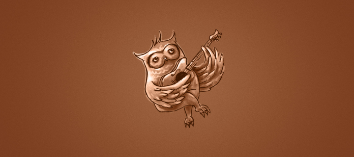 Sfondi Funny Owl Playing Guitar Illustration 720x320