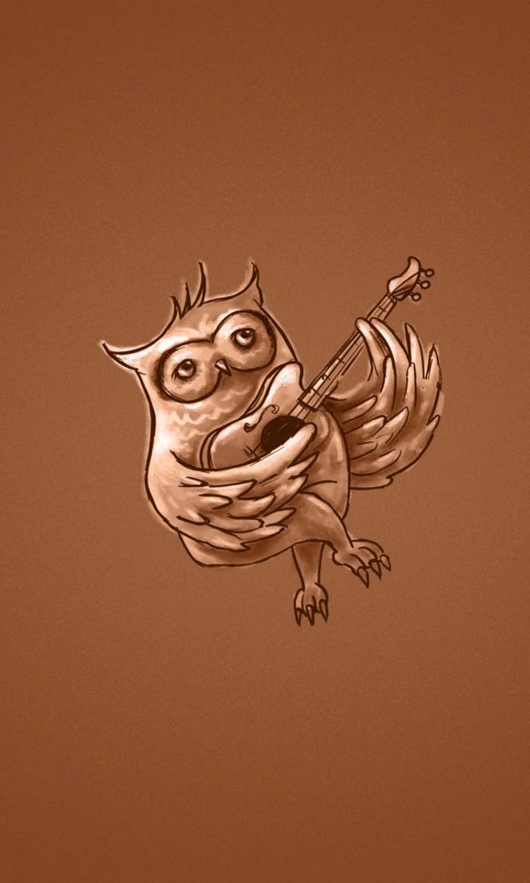 Funny Owl Playing Guitar Illustration wallpaper 768x1280