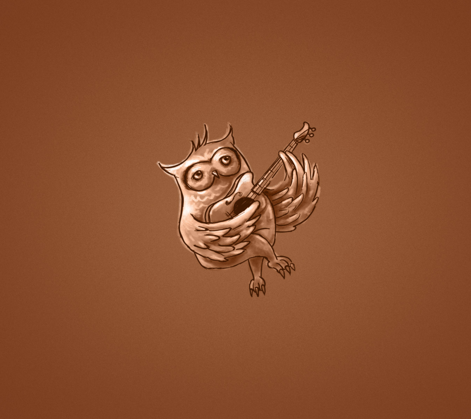 Funny Owl Playing Guitar Illustration screenshot #1 960x854