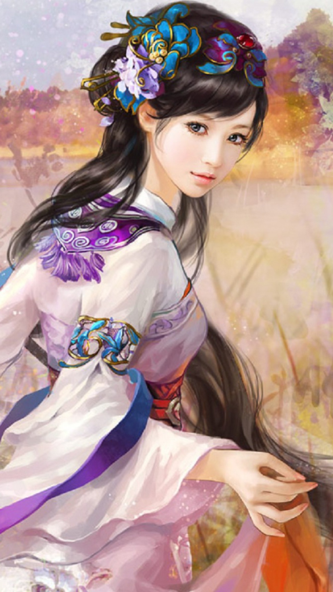 Fondo de pantalla Japanese Woman In Kimono Illustration 1080x1920