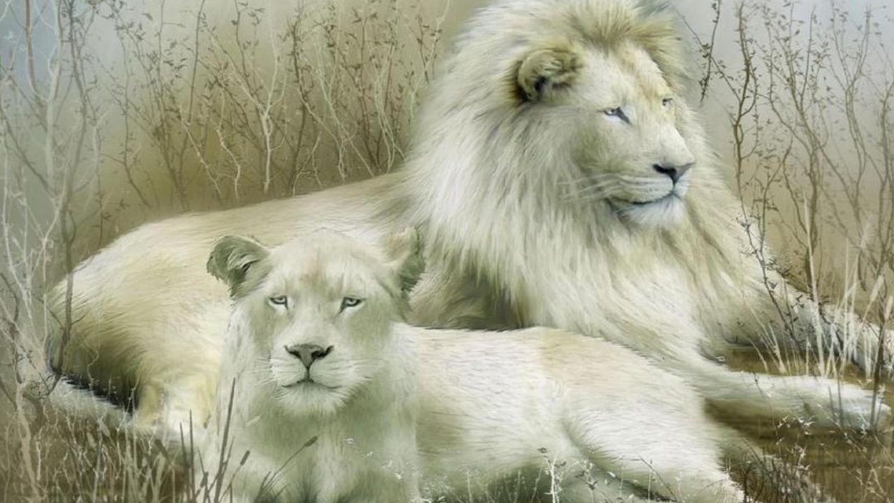 White Lions wallpaper 1280x720