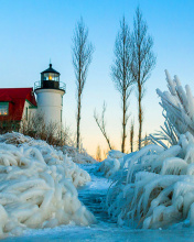Обои Winter Frozen Lighthouses 176x220