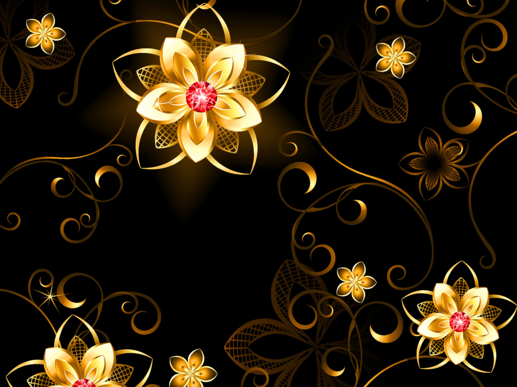 Golden Flowers wallpaper 1024x768
