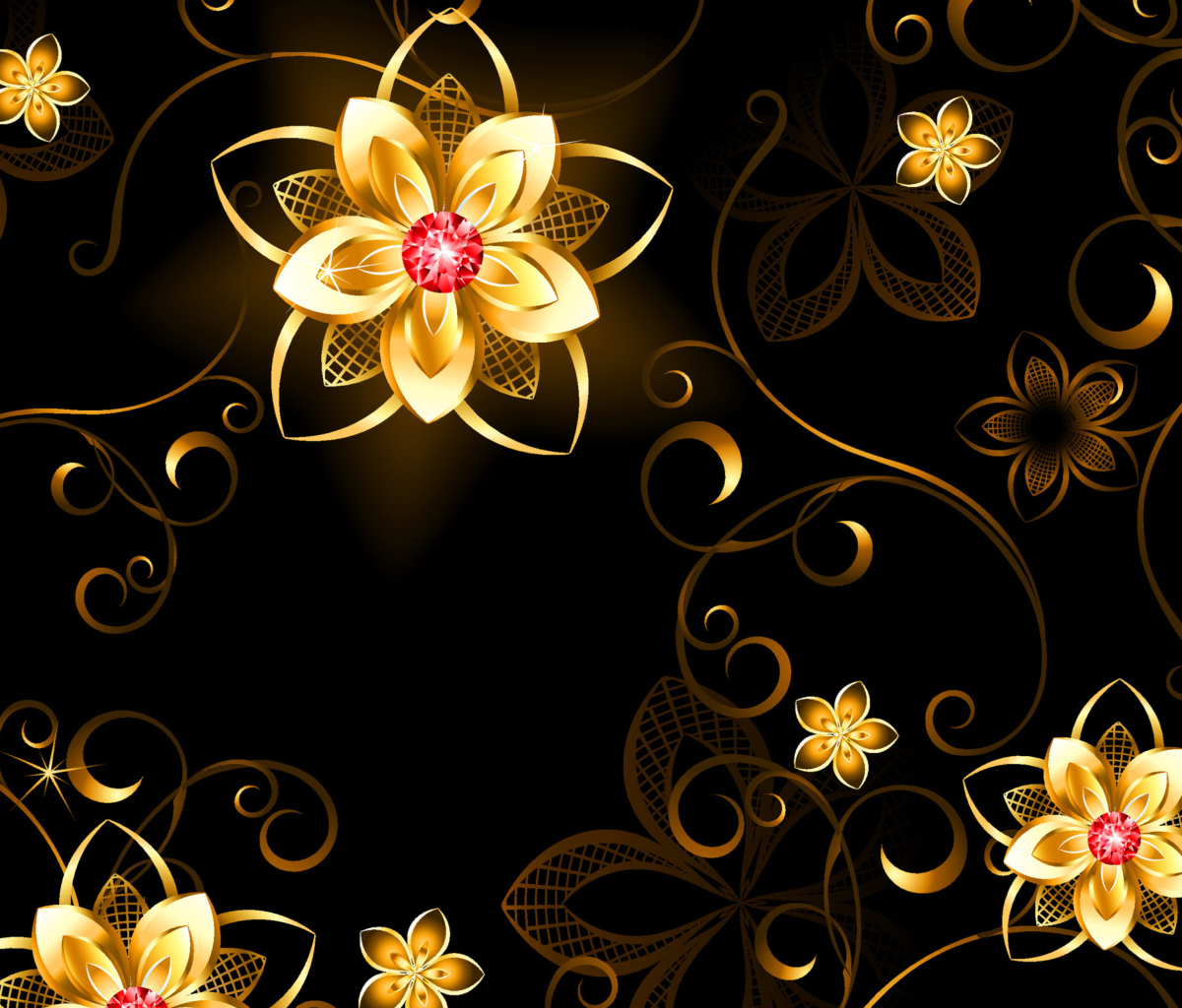 Das Golden Flowers Wallpaper 1200x1024