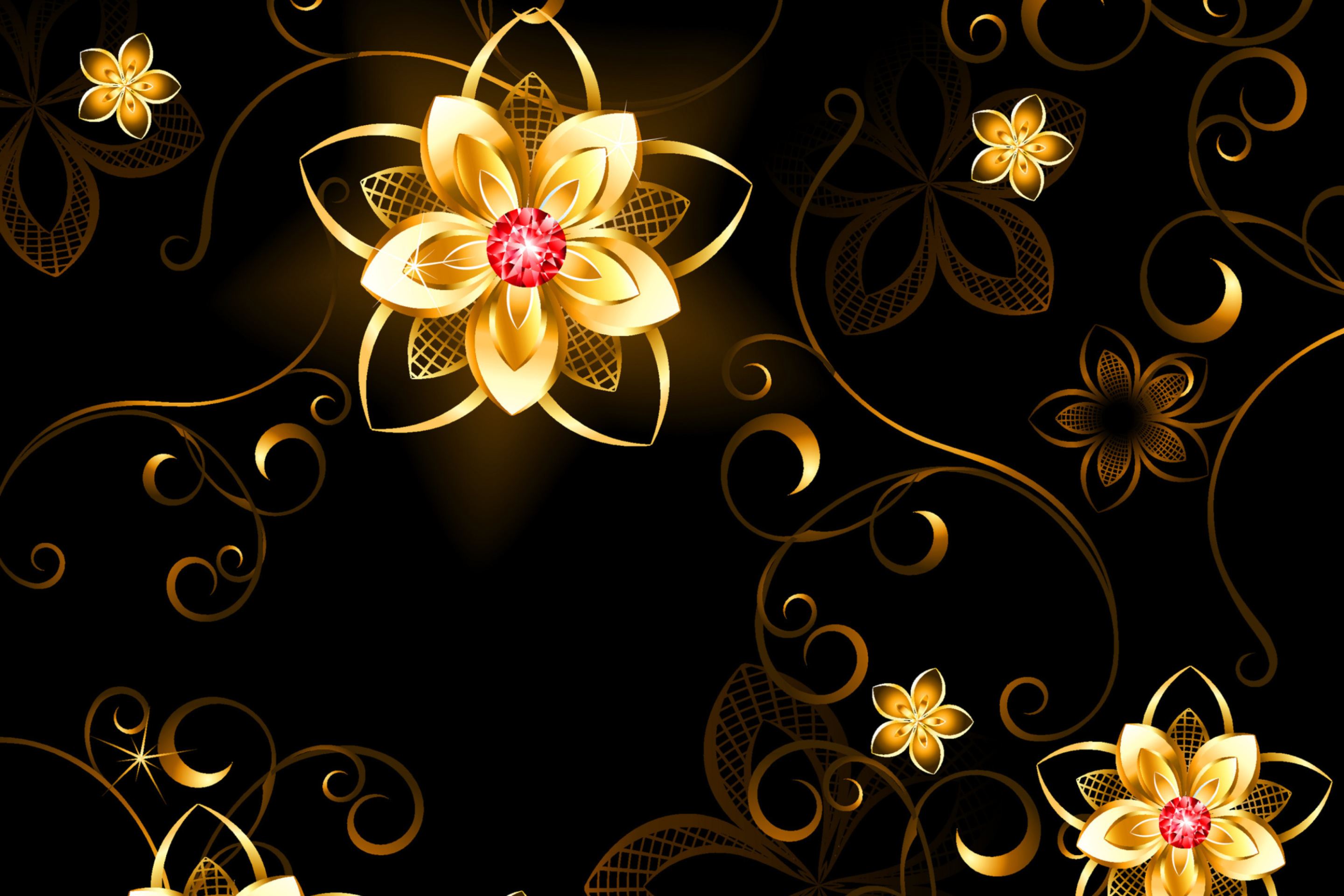 Обои Golden Flowers 2880x1920