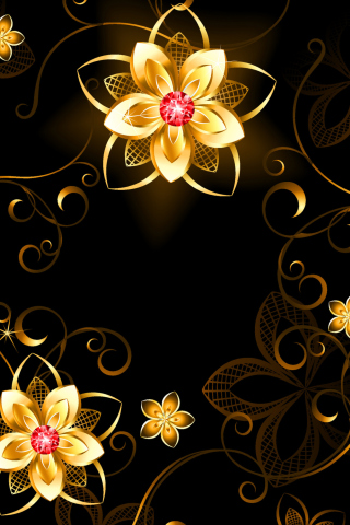 Das Golden Flowers Wallpaper 320x480
