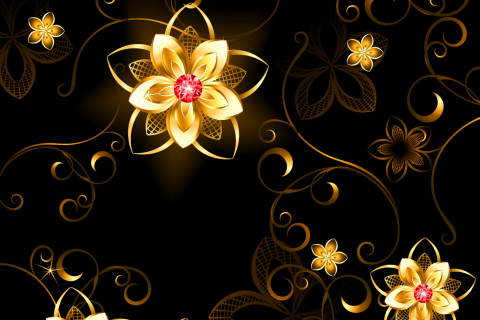 Fondo de pantalla Golden Flowers 480x320