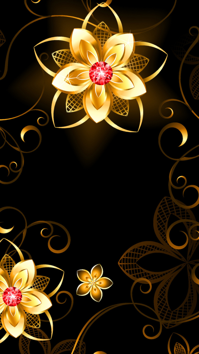 Fondo de pantalla Golden Flowers 640x1136