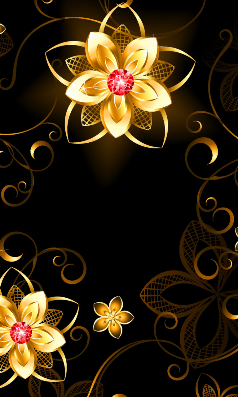 Golden Flowers wallpaper 768x1280