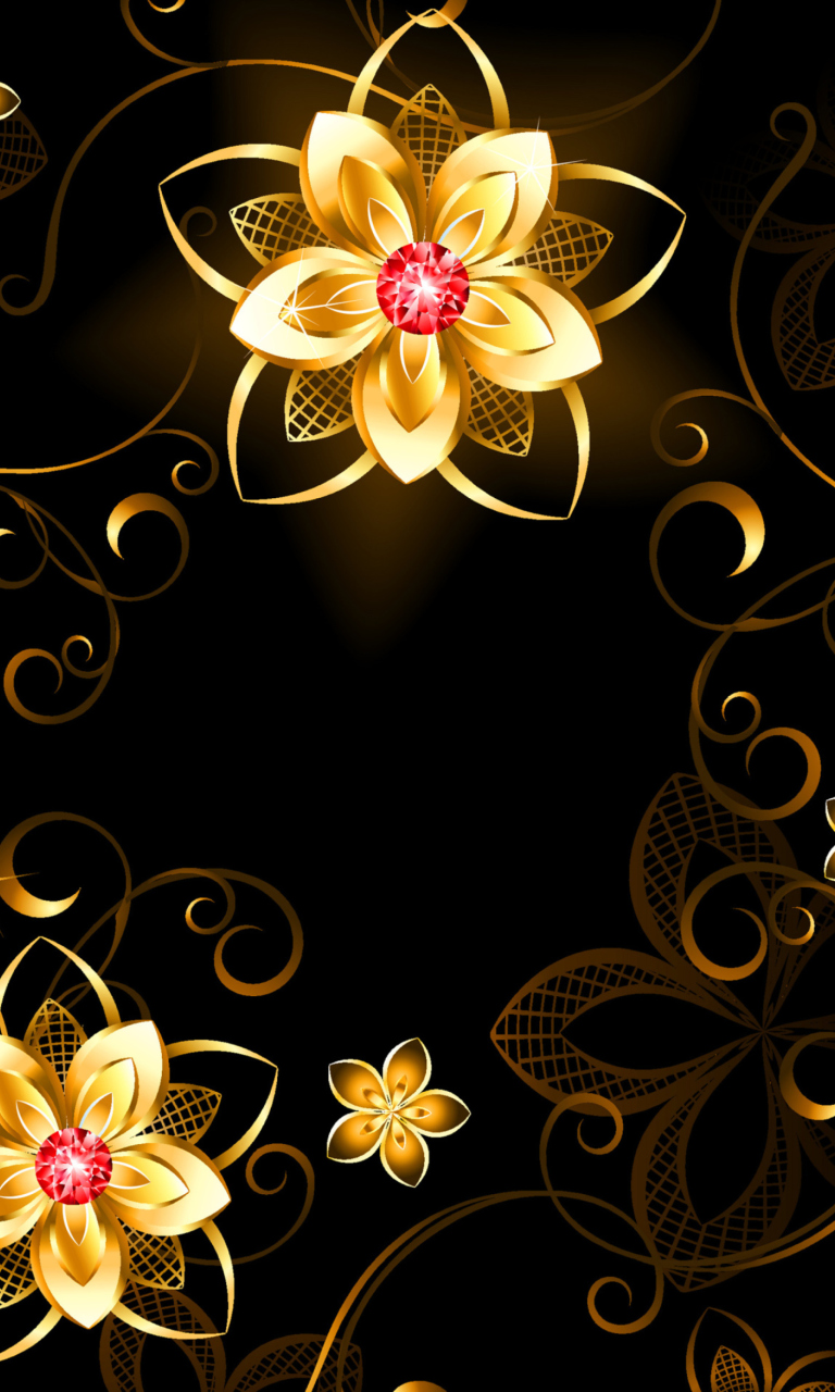 Обои Golden Flowers 768x1280