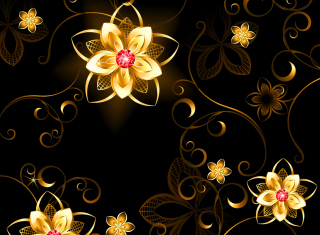 Golden Flowers papel de parede para celular 