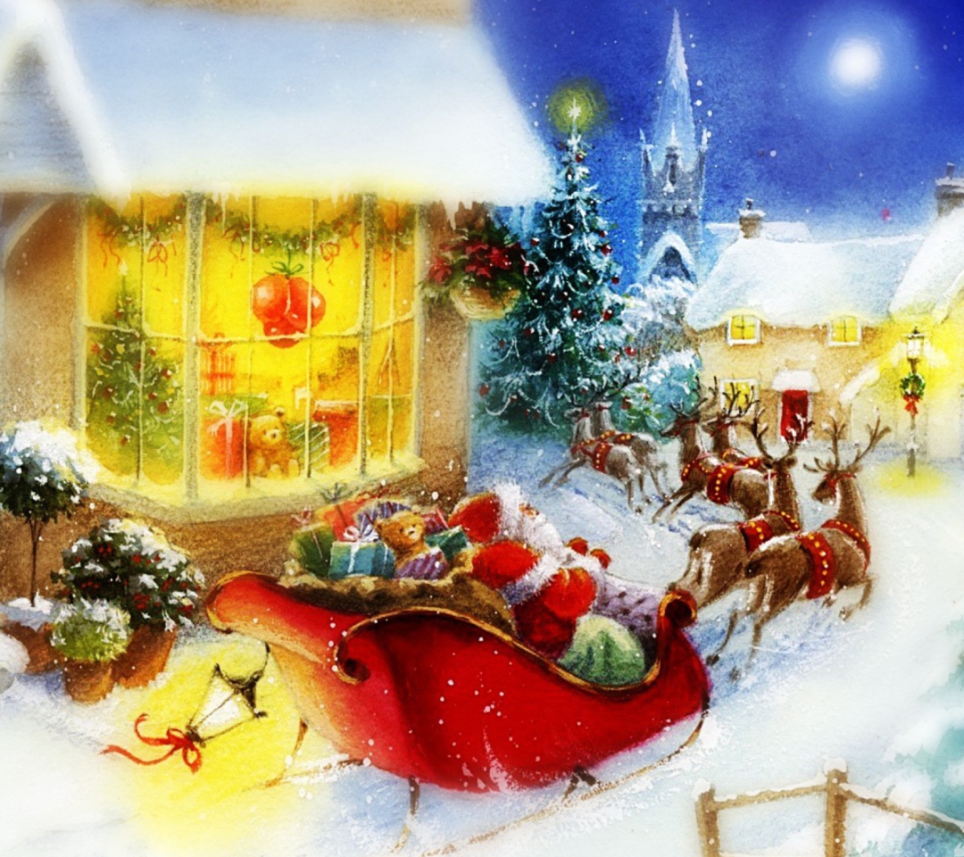 Das Santa Is Coming Wallpaper 1080x960