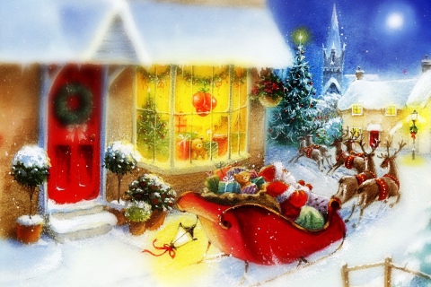 Das Santa Is Coming Wallpaper 480x320