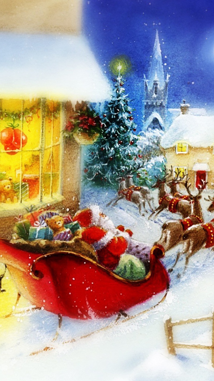 Santa Is Coming wallpaper 750x1334