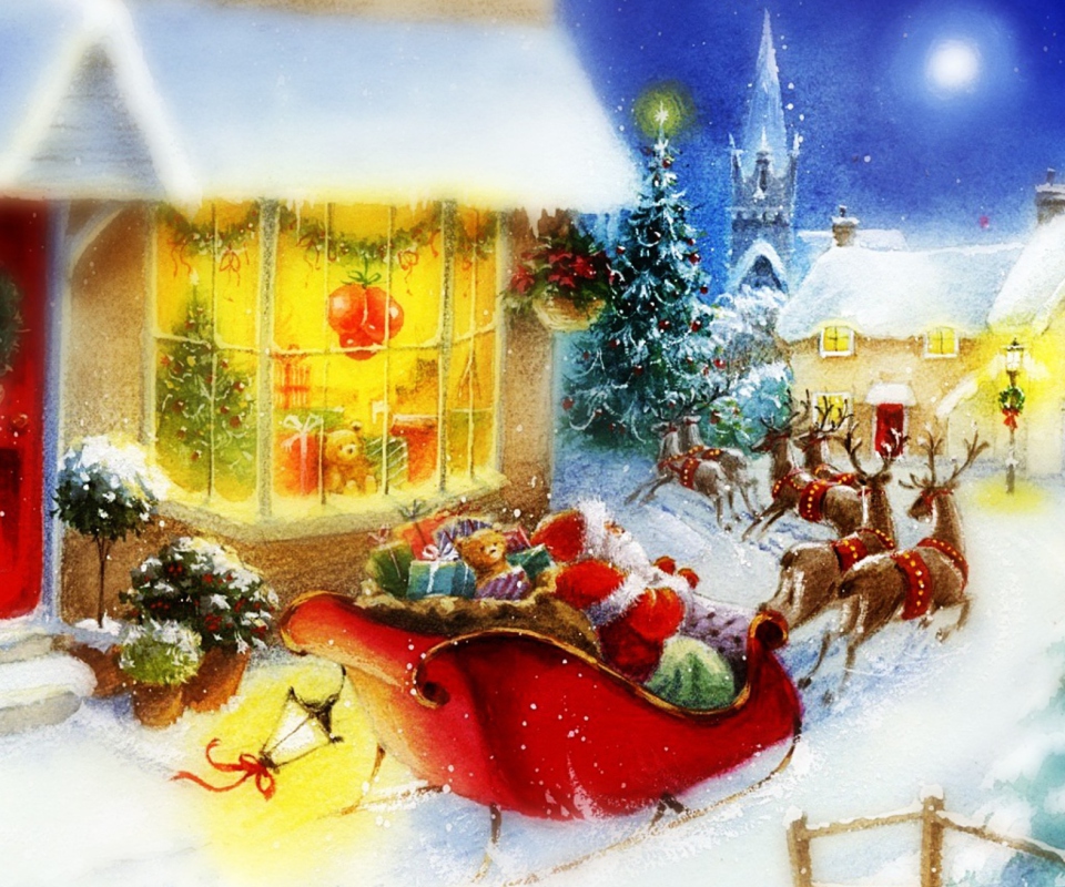 Das Santa Is Coming Wallpaper 960x800