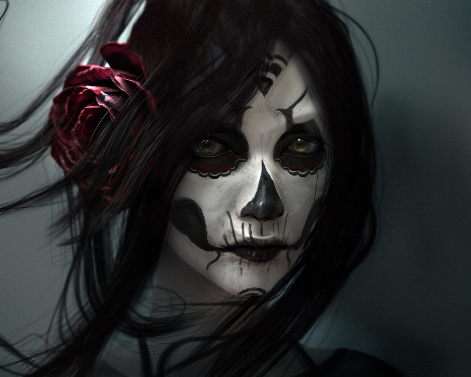 Обои Beautiful Skull Face Painting 1600x1280