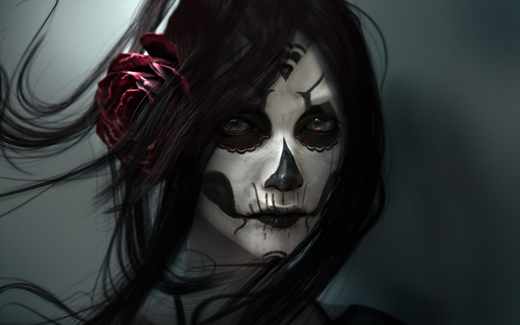 Screenshot №1 pro téma Beautiful Skull Face Painting 1680x1050