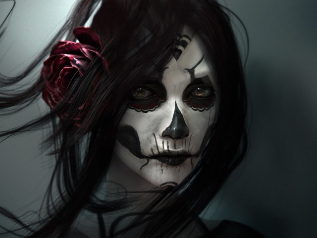 Fondo de pantalla Beautiful Skull Face Painting 640x480