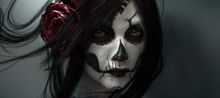 Das Beautiful Skull Face Painting Wallpaper 720x320