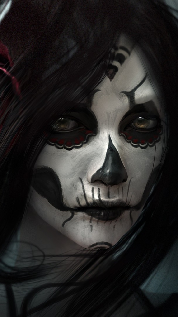 Обои Beautiful Skull Face Painting 750x1334
